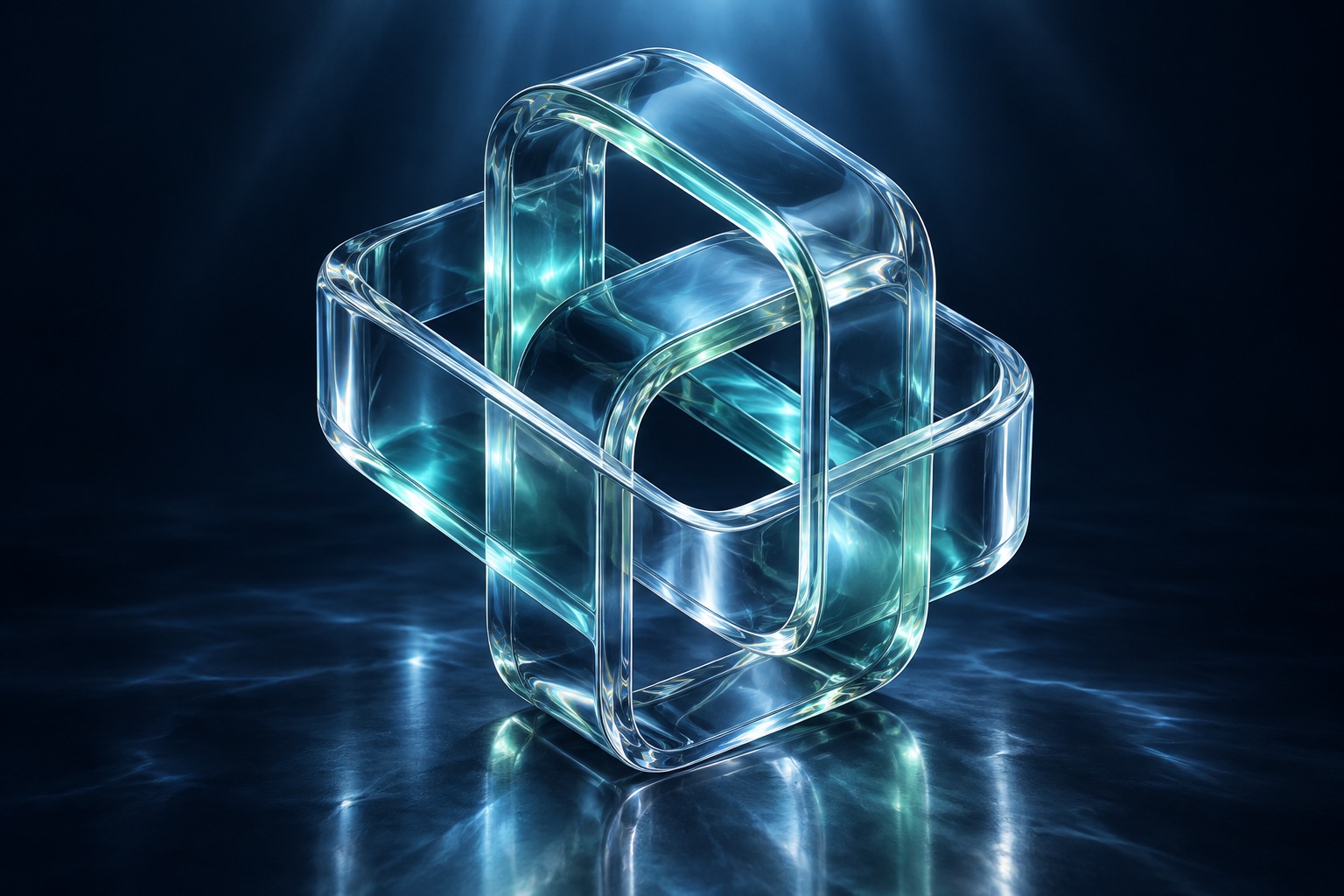 Interconnected glass ribbons illustrating connected intelligence